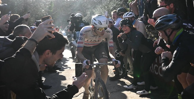 UAE's Tadej Pogacar charges to stunning win in Strade Bianche cycling race